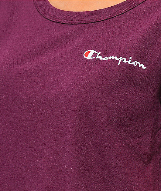 Champion Script Burgundy Crop T-Shirt