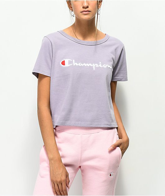 Champion Script Lilac Crop T-Shirt
