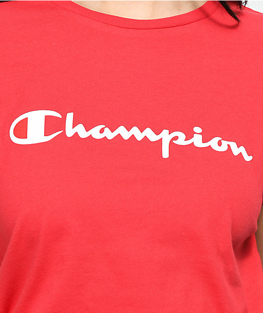 champion shirt red and white