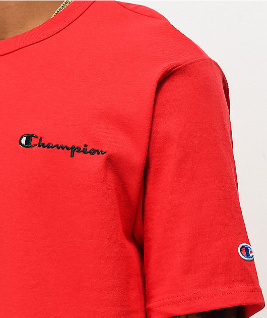 Champion Small Heritage Script Red T-Shirt