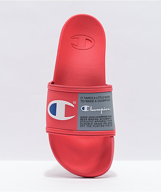 Champion Squish Red & White Slide Sandals