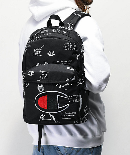 black and white champion backpack