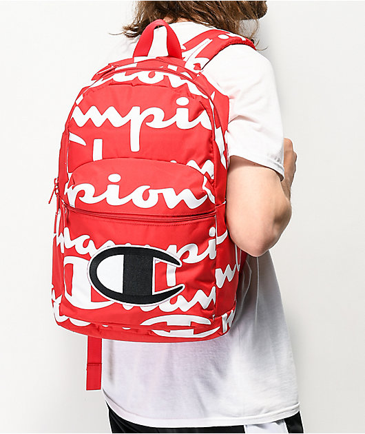 champion supercize 2.0 red and white backpack