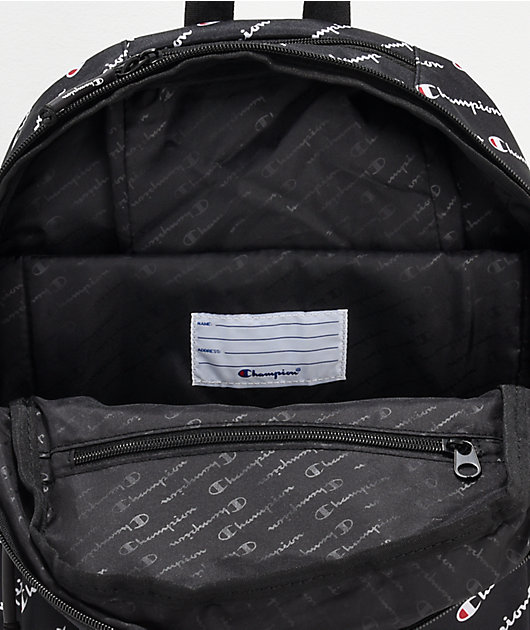 champion supercize logo script black backpack