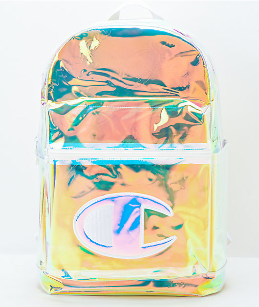 Supercize mochila transparente e iridiscente