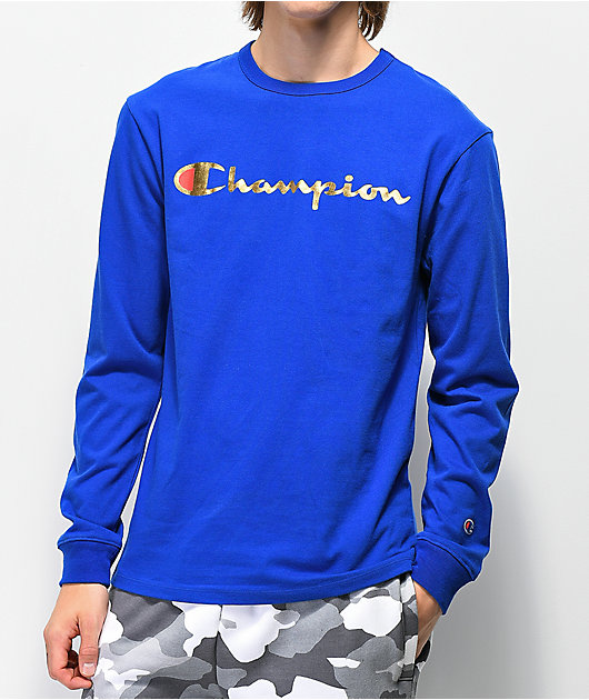 long sleeve blue champion shirt
