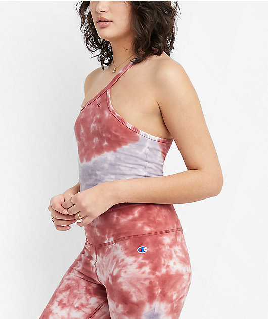 Champion Unity Dye Red & Grey Tie Dye Asymmetrical Crop Cami Tank Top