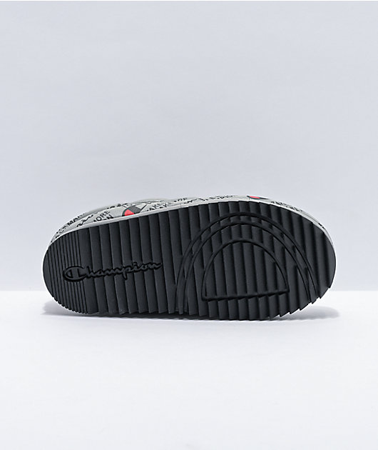 Champion Varsity Reflective Silver & Black Slippers