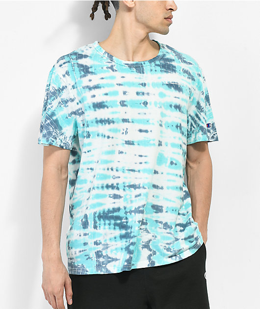 Champion Wave Blue & Grey Tie Dye T-Shirt | Zumiez