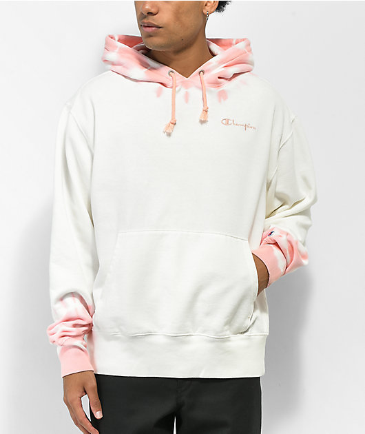 Champion Wave White Peach Tie Dye Hoodie