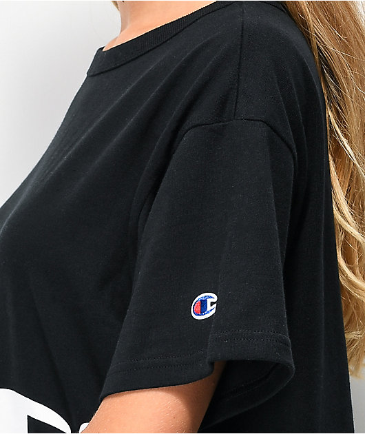Champion Wrap Script Black Crop T-Shirt