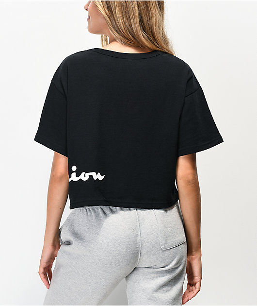 Champion Wrap Script Black Crop T-Shirt