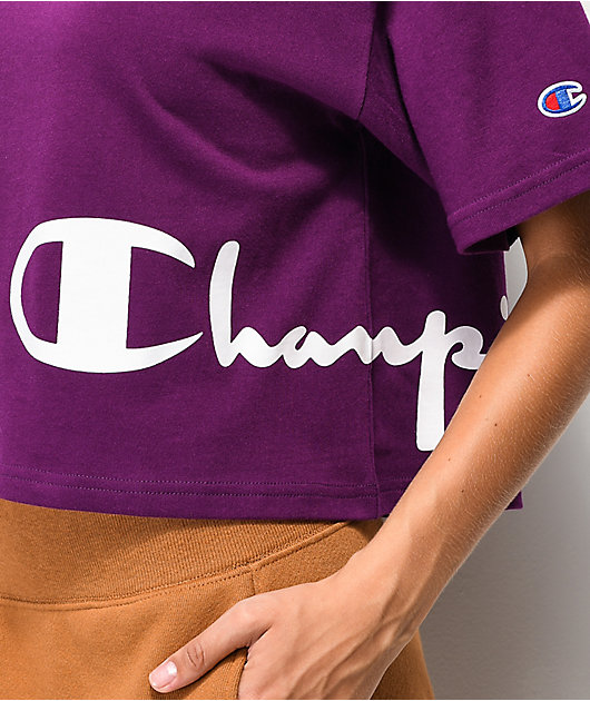 Champion Wrap Script Purple Crop T-Shirt