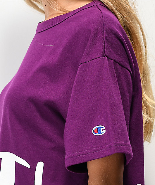 Champion Wrap Script Purple Crop T-Shirt