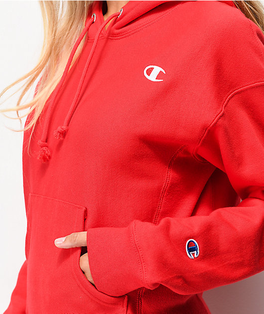 Champion sudadera con capucha de tejido inverso rojo escarlata