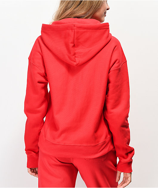 Champion sudadera con capucha de tejido inverso rojo escarlata