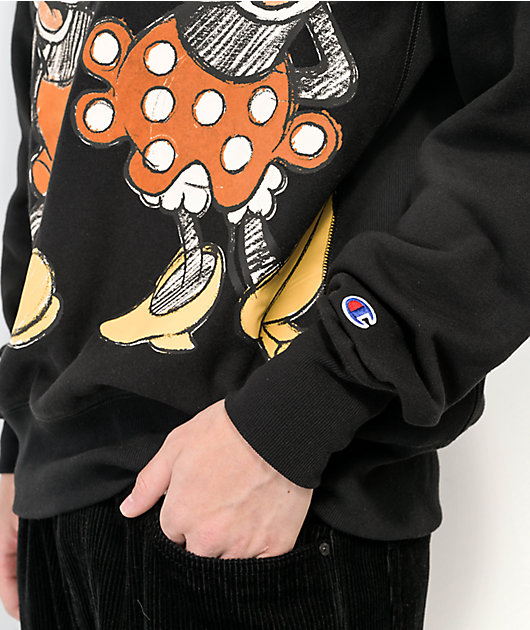 Champion x Disney Mickey & Minnie Black Crewneck Sweatshirt | Zumiez