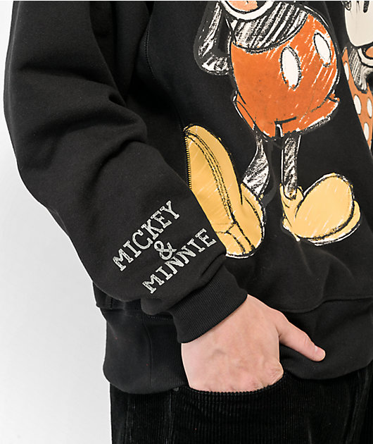 Champion x Disney Mickey & Minnie Black Crewneck Sweatshirt | Zumiez