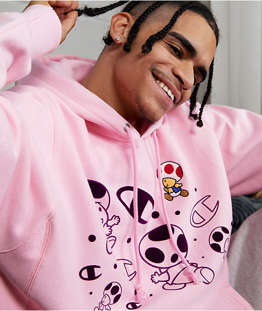 champion toad hoodie pink