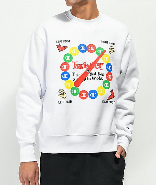 Champion x Twister Reverse Weave White Crewneck Sweatshirt Zumiez