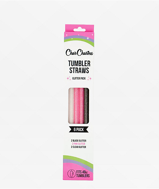 CharCharms 6-Pack Glitter 30oz Tumbler Straws