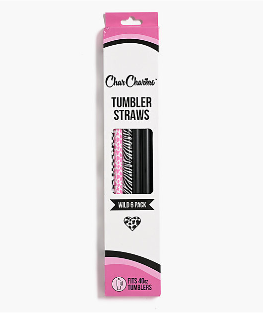 CharCharms Animal Print 6 Pack 40oz Tumbler Straws