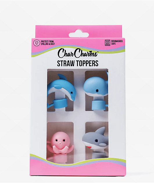 CharCharms Sea Animals 4-Pack Straw Toppers