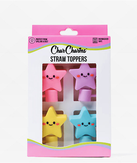 CharCharms Star 4-Pack Straw Toppers
