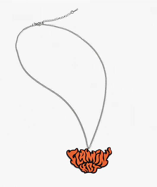 Cheetos Flamin' Hot 20" Silver & Orange Pendant Necklace