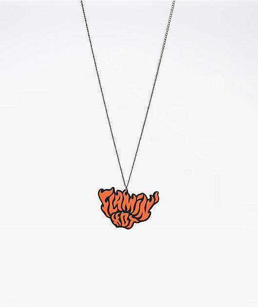 Cheetos Flamin' Hot 20" Silver & Orange Pendant Necklace