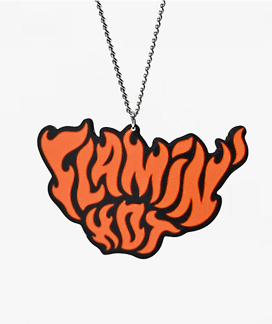 Cheetos Flamin' Hot 20" Silver & Orange Pendant Necklace