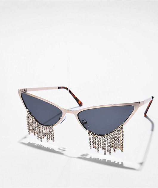 Rhinestone Gold Sunglasses Crystal Bling Sunnies| Rose Gold Oversized | Concert  main image 4