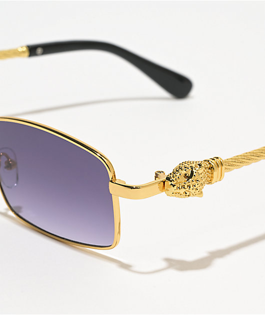 Chunky Metal Braided Leopard Gold Sunglasses