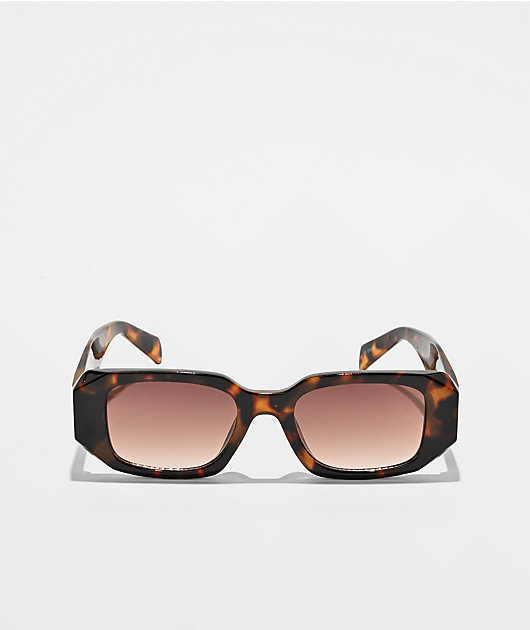 Chunky Rectangle Tortoise Shell Sunglasses