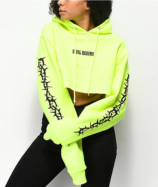 lime green crop hoodie