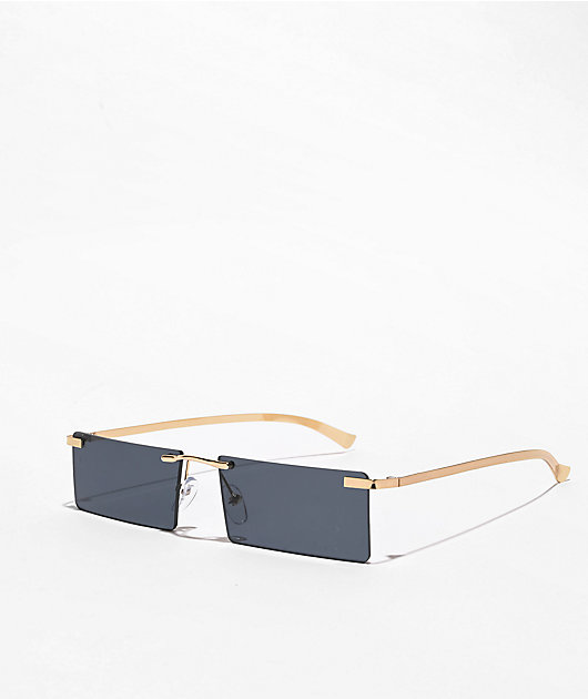 Clarity gafas de sol rectangulares delgadas negras