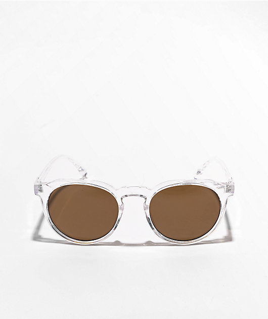 Clear & Brown Round Sunglasses