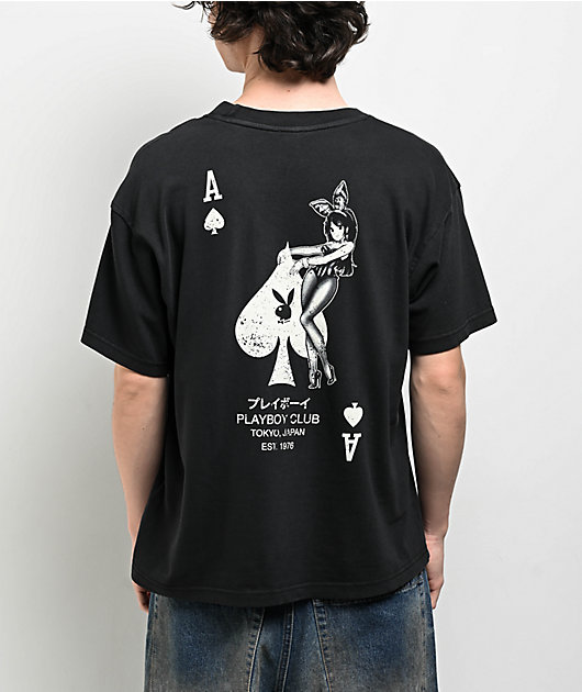 海外【COLOR BARS x Playboy】 Ace Of Spades Mens Boxy Tee Color Bars x Playboy Ace Of Spades Black T-Shirt | Zumiez