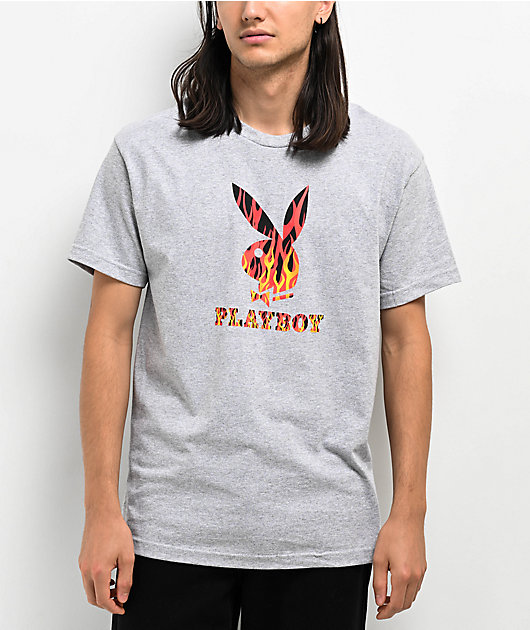 Color Bars x Playboy Flames Heather Grey T Shirt