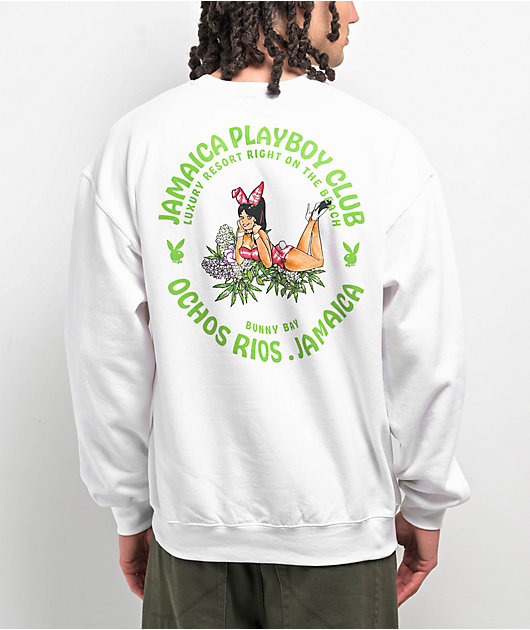 Color Bars x Playboy Jamaica Girl White Crewneck Sweatshirt Zumiez