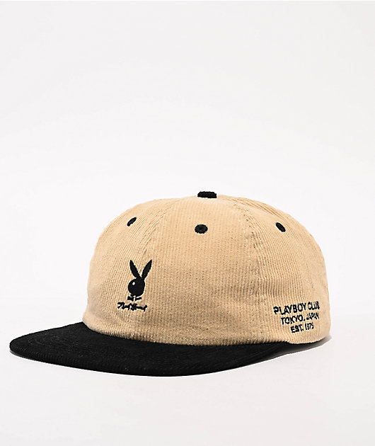 Vintage 1980's Playboy Bunny Logo Black Corduroy Rope Bill