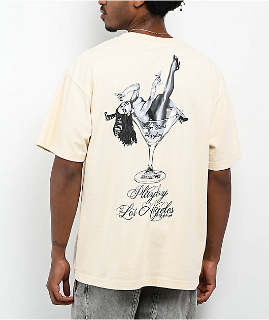 90s Made in USA PLAYBOY Tシャツ Color Bars x Playboy Martini Cream T-Shirt | Zumiez