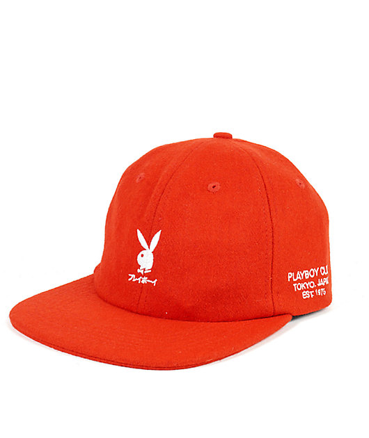 mastermind theater8 playboy コラボキャップ Color Bars x Playboy Tokyo Club Red Strapback Hat | Zumiez