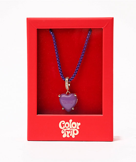 Color Trip Candy Heart Purple Necklace 