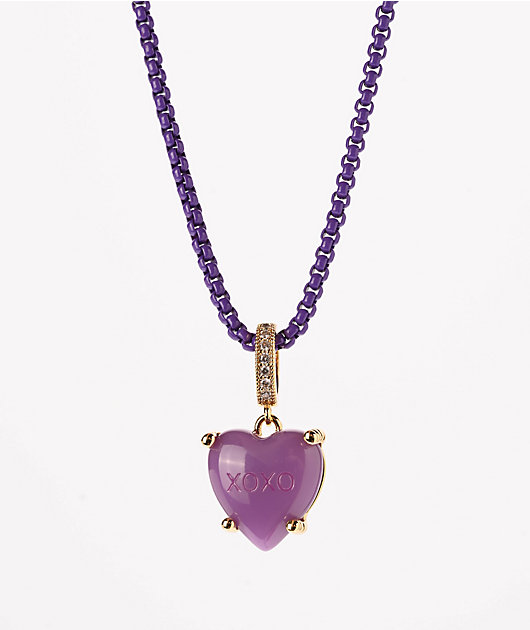 Color Trip Candy Heart Purple Necklace