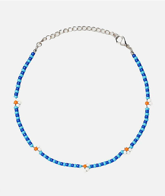 Color Trip Daisy Blue Bead Choker Necklace