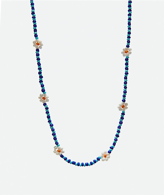 Color Trip Daisy Blue Bead Choker Necklace