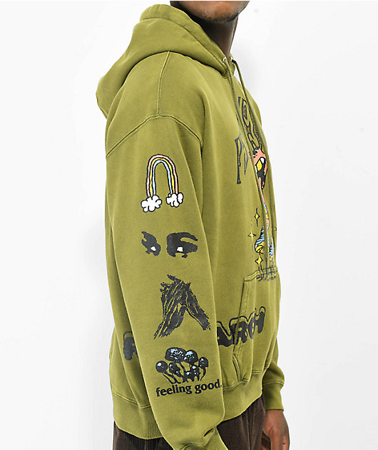 Coney Island Picnic Psychedelic Olive Green Hoodie