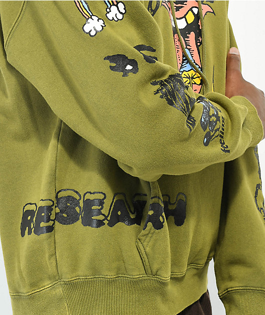 Coney Island Picnic Psychedelic Olive Green Hoodie