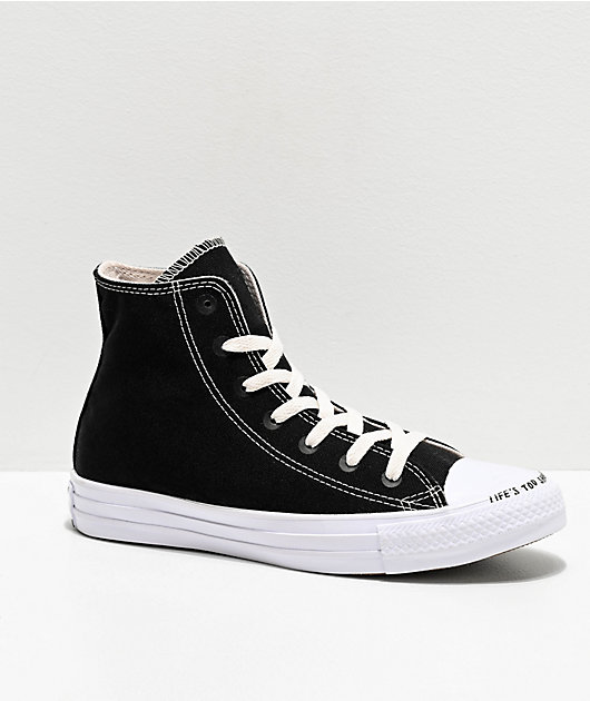 Converse CTAS HI Renew Black & White Skate Shoes